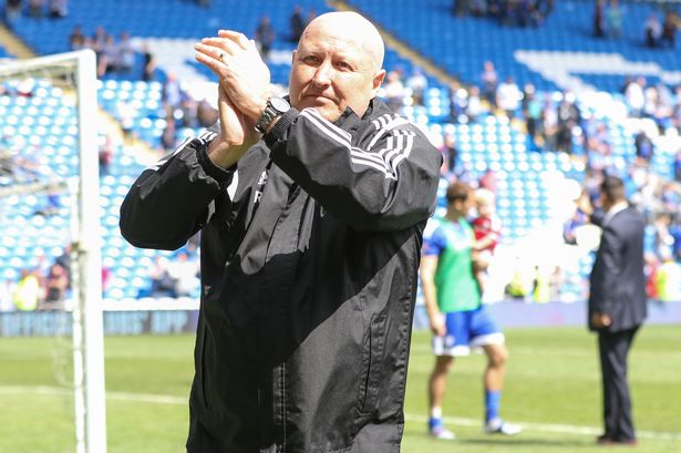 Russell Slade applauds the supporters after the final match of the season against Birmingham. That match was like so many under his management - honest effort from all of the players, but a failure to totally convince. Now, he leaves the club with me thinking that most of those supporters are glad to see him go - I count myself in that number, but hope that someone who came across as a fundamentally decent man is able to finally enjoy some tangible success in his management career.*