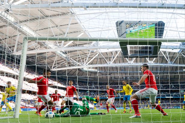 Mikael Lustig scores the second goal for Sweden after Wales failed to deal with a corner - if the whole thing was written off as something of a pointless exercise for the Welsh, then I don't think the Swedes would have gained much to take into the tournament which begins in five days time either.*