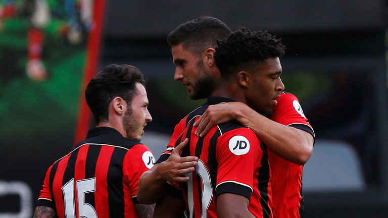 Jordan Ibe is congratulated by team mates after his winning goal yesterday. As a young player who has made an impact already in the Premier League, he looks a fine signing for the Cherries. Yes, they have one of the best young managers around, but the reason why Bournemouth are where they are and we are where we are now is because they have managed their 
