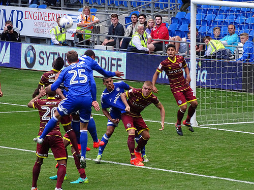 Here it is! Our sole goalscoring attempt on target yesterday - Emyr Huws heads Peter Whittingham's corner towards goal, but the truth was that the visitors probably didn't need a keeper to deal with it - the bloke on the line could have got across to clear such was the lack of pace in the header.+